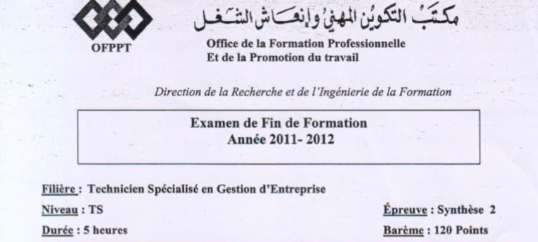 Exam fin formation EFF 2012 TSGE V2